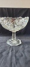 Vintage glass Pedestal footed heavy pinwheel pattern Compote /Fruit/trifle bowl 