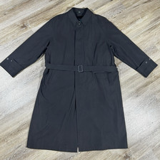Ralph Lauren Black Long Trench Rain Coat Mens 46 L Removable Liner & Belt
