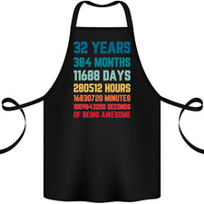 32nd Birthday 32 Year Old Cotton Apron 100% Organic