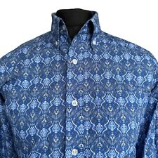 RELCO Shirt Mens M Fits as SMALL (37") Long Sleeve Blue Patterned Design