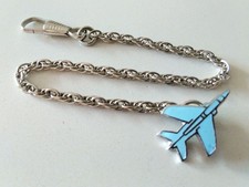 Jet Fighter Plane Pocket Watch Chain rope link silver chrome  One of a Kind