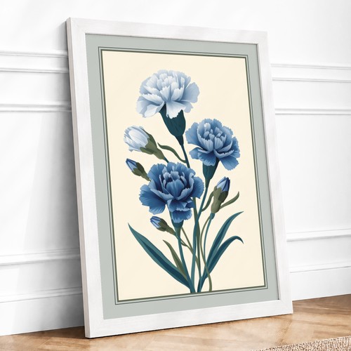 Blue carnations botanical - blue,