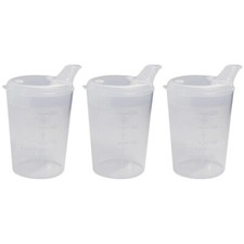 3x Adult Drinking Beakers 250ml Elderly Feeding Cups & Lids Wide Spout 12x10mm