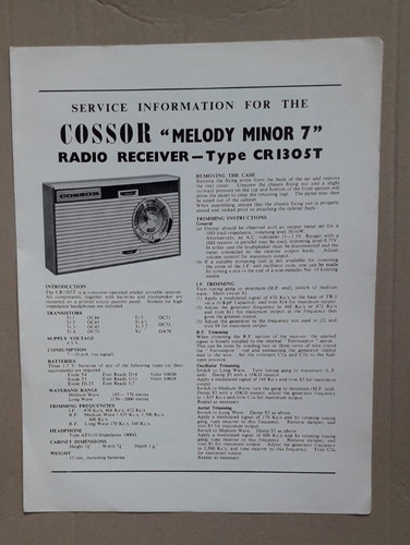Cossor cr1305t melody minor - melody,