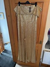 Boohoo Bardot Plus Size Sequin Gold Jumpsuit