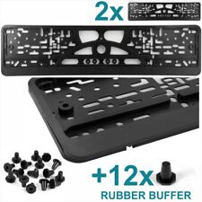 2x Black Number Plate Surrounds Holder Licence Plate Frame Car 12x RUBBER BUFFER