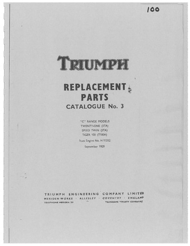 Triumph parts manual - parts, book