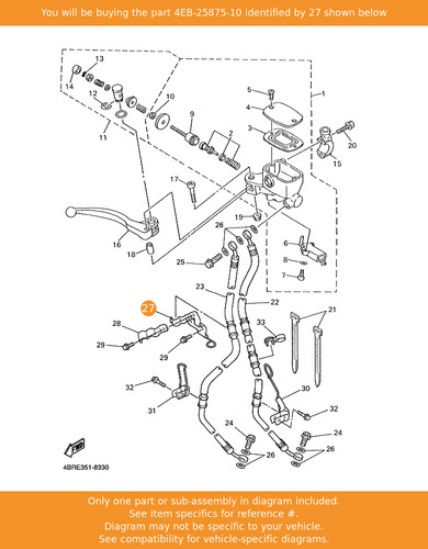 Yamaha holder brake hose - holder,, 1