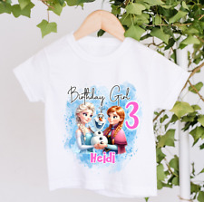 Gorgeous Personalised Frozen Birthday Girl Tshirt T-shirt Birthday Party