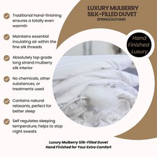 Silk-Filled Duvet, Spring/Autumn. Luxury, Hand-Finished. All Bed Sizes.