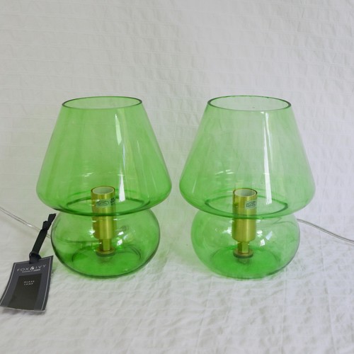 Pair green glass mushroom - green,