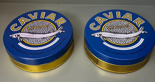 Black caviar malasol tins - black,