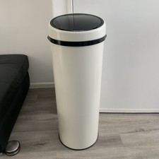 Touch Free Sensor Bin 50L Off White Automatic Waste Bin - Round