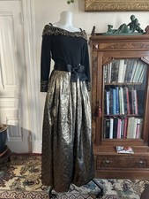 Vtg 80s 70s Beaded Ball Gown