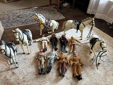 Vintage Lone Ranger Scout Tonto Gabriel Silver Action Figures And 5 Horses 8 Men