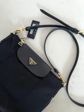 Prada Nylon Saffiano Leather Black Shoulder Crossbody Bag Authentic