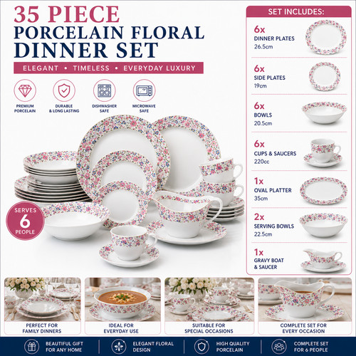 Modern 35pc porcelain dinner - modern,