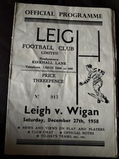 VINTAGE RUGBY LEAGUE PROGRAMME LEIGH V WIGAN 27th DECEMBER 1958