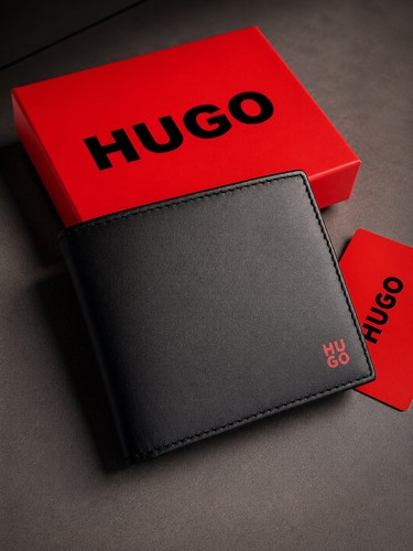 Hugo bifold black leather - bifold, men
