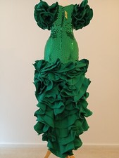 VINTAGE DESIGNER DRESS GREEN SEQUIN 2 IN 1 LONG OR SHORT DANCE PARTY EVENING 