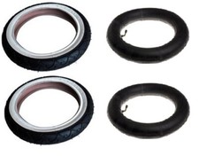 2 x Emmaljunga Smart  'WHITE WALL' PRAM TYRES 12 1/2" x 2 1/4 + Bent Valve tubes
