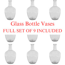SET OF 9 – 25cm Clear Glass Bottle Vases | Brand New | Wedding Table Centrepiece