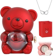 Women Preserved Real Rose Bear Gift Box with Necklace I Love You, Eternal Rose