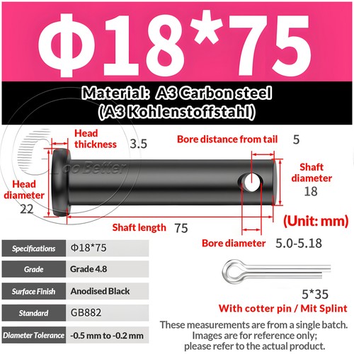 5mm 6mm 30mm clevis pin - -, high