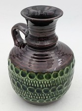 WEST GERMAN BAY KERAMIK VINTAGE GREEN & BROWN FAT LAVA POTTERY JUG c1960's