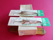 2X CARDED VINTAGE ABU SWEDEN 20G TOBY LURES IN S COLOUR IN TRADE CARD BOX