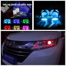2x Car Headlight RGB LED Devil Eyes Light Daytime Running Lamp Bluetooth Control