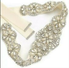 Bridal Crystal Pearls Bridesmaid Wedding Sash Ribbon Belt Wedding Accessories