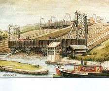 ART postcard:  THE 'THOMAS' BOAT LIFT AT FOXTON LOCKS c1900 Alec Riddett