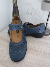 Pavers Blue Leather Mary Jane Low Heel  Shoes Size 4  BNWOT