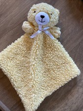 Dunelm Yellow Teddy Bear Comforter Comfort Blanket Baby Toy (A4)