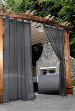 BONZER Outdoor Sheer Curtains Waterproof Patio Panels 54x84" Grey 2 Panels