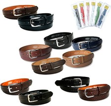 Childs Boys School Suit Belt in Black Brown Tan Navy Leather Lined Jeans