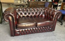 Oxblood Red leather chesterfield 2 Seat sofa UK DELIVERY £90