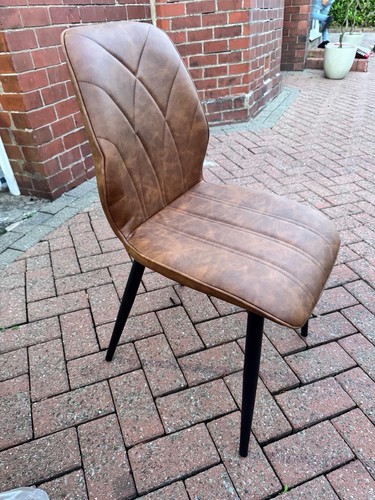 Tan leather dining chairs - 2,