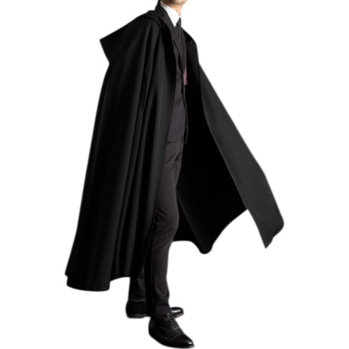 Black hooded cloak - hooded, men