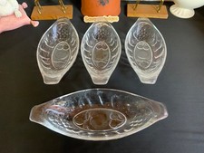 4 x Vintage LUMINARC Banana Split Sundae Dish Bowl Clear Glass Embossed Fruit