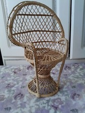 Small Vintage Peacock Chair Wicker Decorative Plant Stand Wicker Dolls Seat Vgc