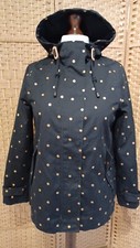 Joules Waterproof Hooded Coat Jacket Size 12 Black Gold Spot Worn Twice (M12)