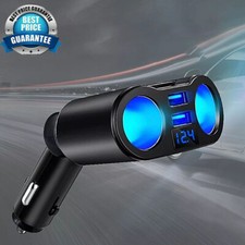 12V Car Cigarette Lighter Adapter Charger 2 Way Splitter Socket Dual USB  LED