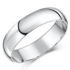 9ct White Gold Ring D Shape Medium/Heavy Wedding Ring Band (Solid & Hallmarked)