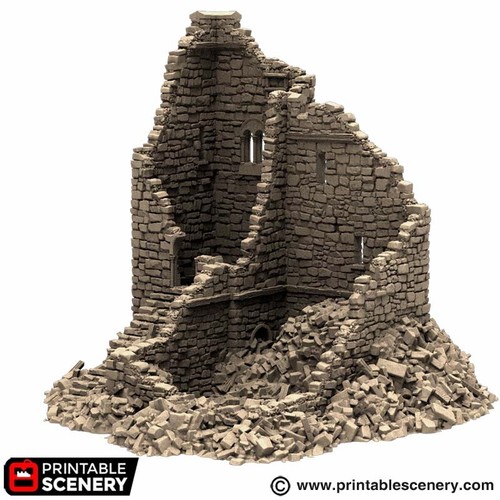 Ruined norman stone fort - stone, –