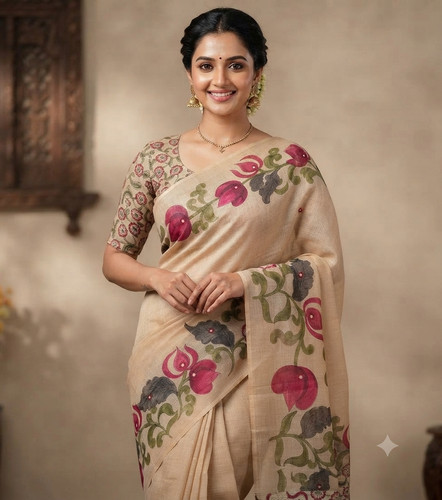 Women soft cotton linen saree - women,