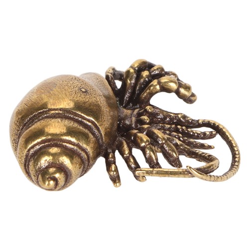 Hermit crab brass figurine - brass, tea