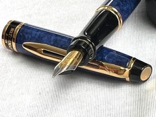 Waterman Expert Mk II France Blue Marbled Fountain Pen, GT, M Two tone Nib, Box