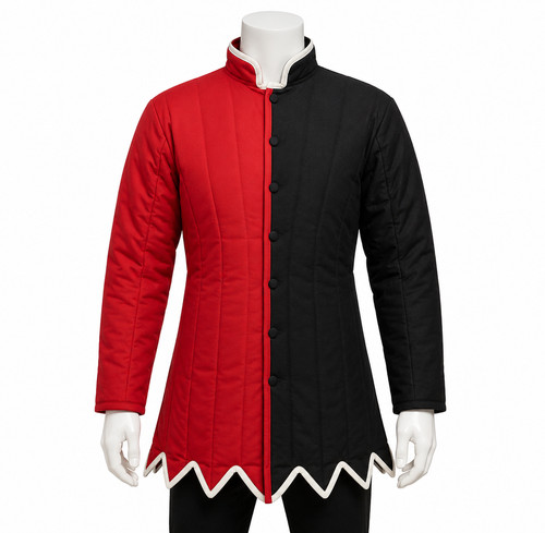 Medieval red black quilted - black,
